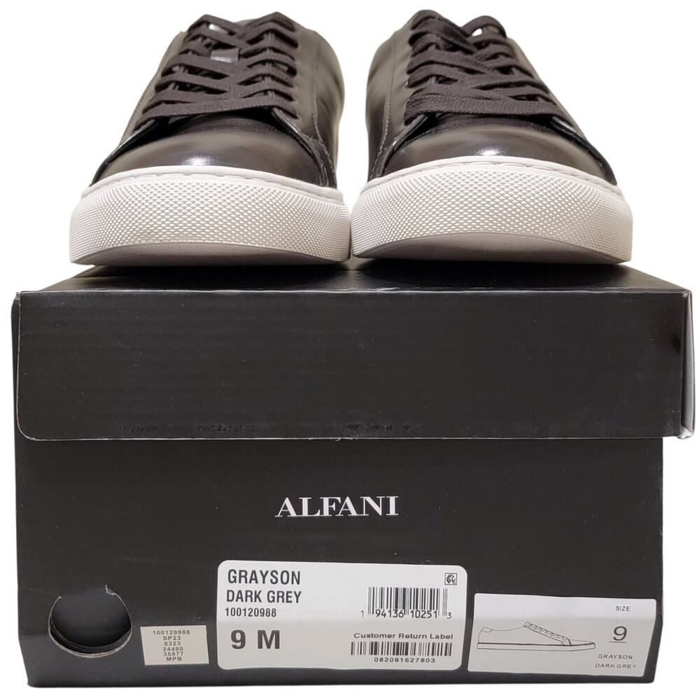 Alfani Men Grayson Low Top Lace Up Sneakers Size US 9M Dark Grey Faux Leather - Picture 5 of 5
